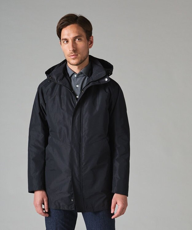 GOTAIRIKU 【ビジネスで着用可】メランジシャンブレー フーデッドブルゾン グレー系