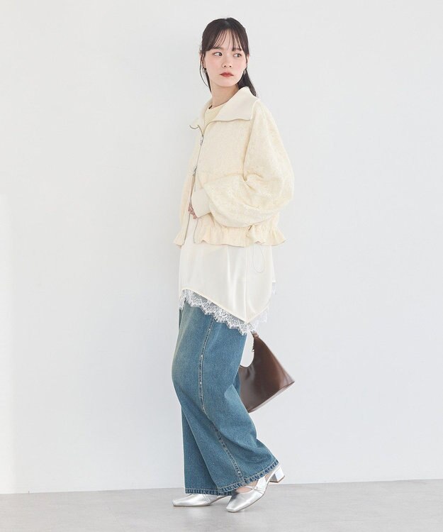 earth music&ecology 【WEB・一部店舗限定】レースリバーシブルブルゾン Ivory