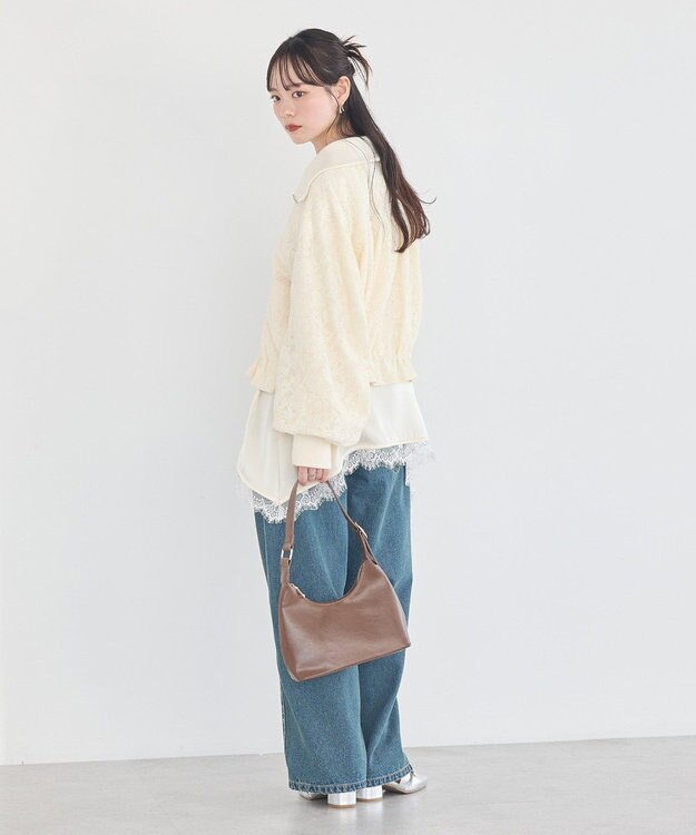 earth music&ecology 【WEB・一部店舗限定】レースリバーシブルブルゾン Ivory