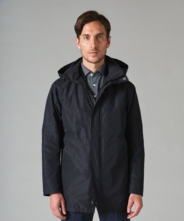 GOTAIRIKU 【ビジネスで着用可】メランジシャンブレー フーデッドブルゾン グレー系