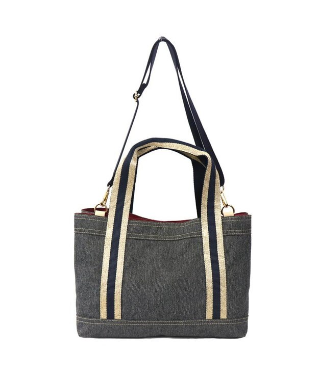 Regalo Felice 【撥水 / 色落ちしないデニム調生地 / ショルダー付】2層トート / REGALO BK(ブラック×ゴールドネイビー)
