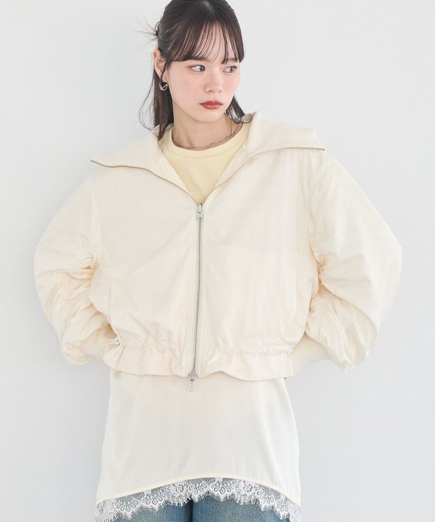 earth music&ecology 【WEB・一部店舗限定】レースリバーシブルブルゾン Ivory