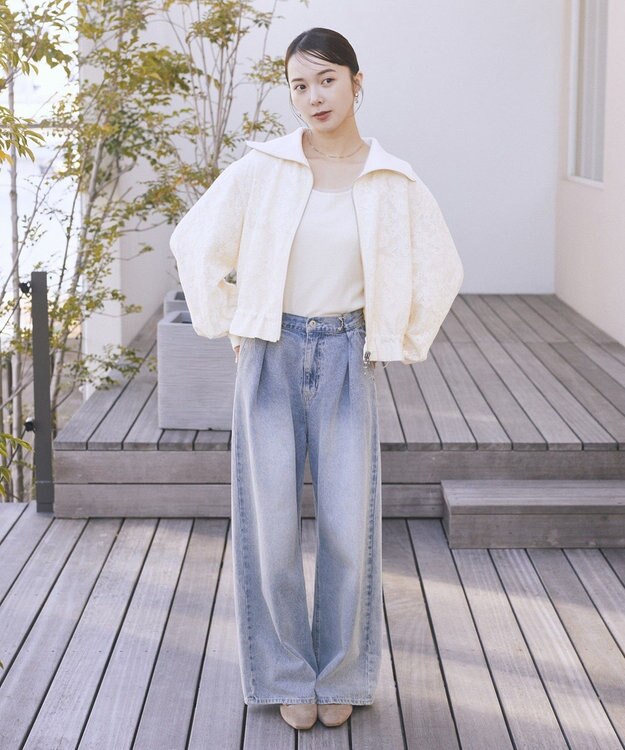 earth music&ecology 【WEB・一部店舗限定】レースリバーシブルブルゾン Ivory