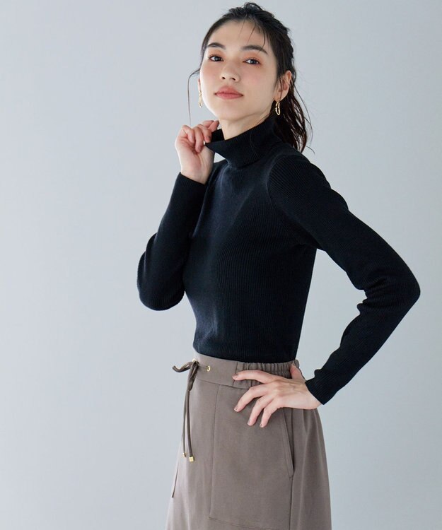 ANY ウールブレンドリブニット ブラック