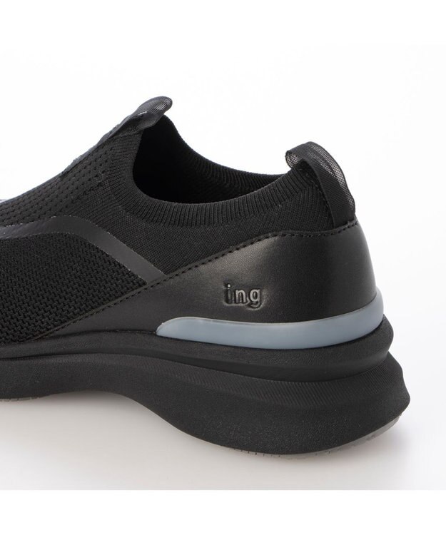 ing <ing>【レイン対応】ニットスリッポンスニーカー ブラック