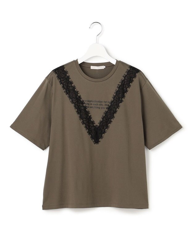 ICB L レースコンビ ロゴTシャツ スティールカーキ