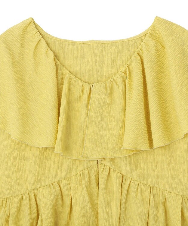 earth music&ecology ラッフルカラーペプラムカットブラウス Yellow