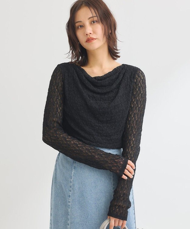 Green Parks ・ＳＵＧＡＲ　ＳＰＯＯＮ　ドレープレースプルオーバ Black