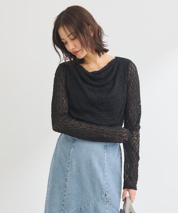 Green Parks ・ＳＵＧＡＲ　ＳＰＯＯＮ　ドレープレースプルオーバ Black