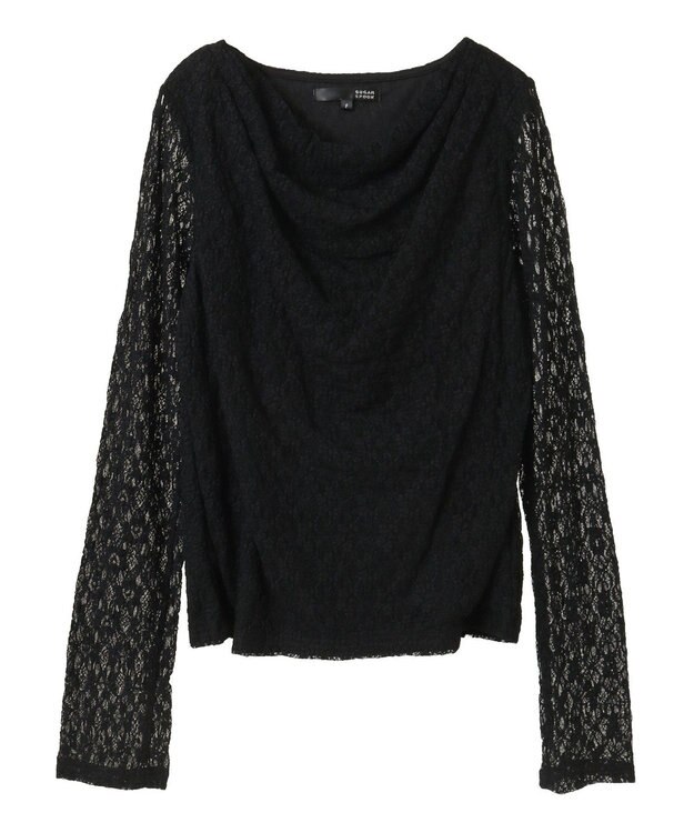 Green Parks ・ＳＵＧＡＲ　ＳＰＯＯＮ　ドレープレースプルオーバ Black