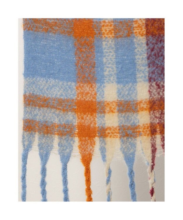 UNBILLION カシュネ cache nez / 太フリンジハーフチェックストール オレンジ