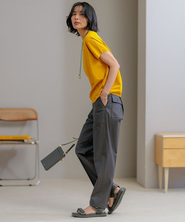 23区 L 【SLOW/洗える】バックサテンストレッチ ベイカーパンツ グレー系