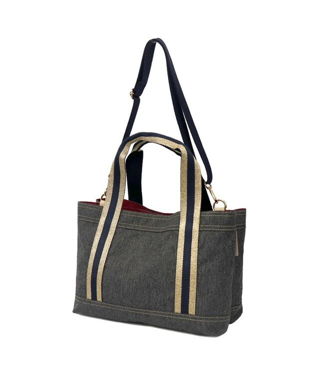 Regalo Felice 【撥水 / 色落ちしないデニム調生地 / ショルダー付】2層トート / REGALO BK(ブラック×ゴールドネイビー)