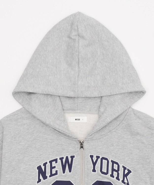 WEGO グラフィックショートZIPパーカー 杢グレー