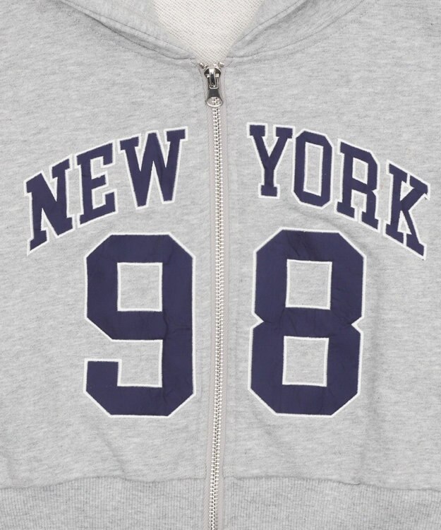 WEGO グラフィックショートZIPパーカー 杢グレー