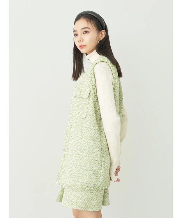 earth music&ecology ツイードジレ Lime Green