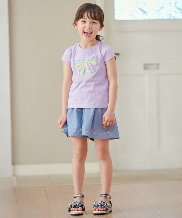 ANY KIDS モシャモシャモチーフ Ｔシャツ ラベンダー×リボン