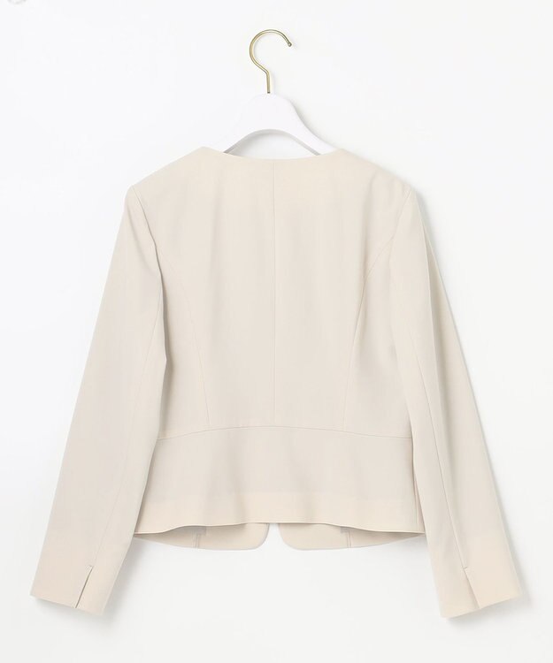 ANY SIS 【セットアップ対応】セレモニーダブルクロス ノーカラー ジャケット ベージュ