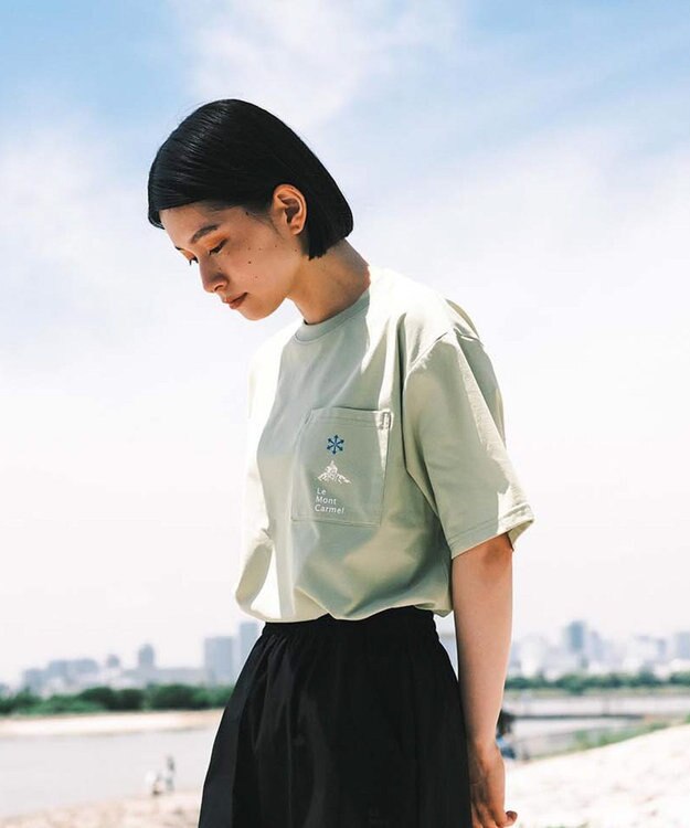 SHARE PARK LADIES 【UVカット・吸水速乾・ストレッチ・軽量 】ロゴポケットTシャツ（S・Mサイズ） 黄緑系