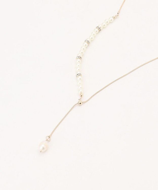 ANY SIS パール調ラリエット ネックレス ライトゴールド