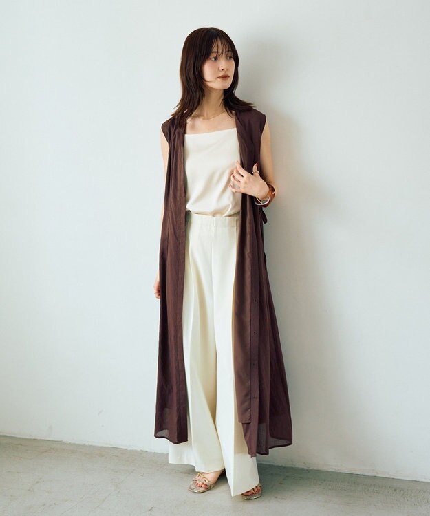 YECCA VECCA ドライタッチシアードロストワンピース Brown