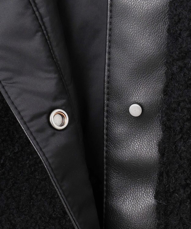 ICB 【リバーシブル着用可能】 ウールパイルキルト ミドル丈コート ブラック系