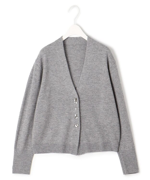 ICB 【洗える】 ジュエルニットカーディガン ライトグレー系