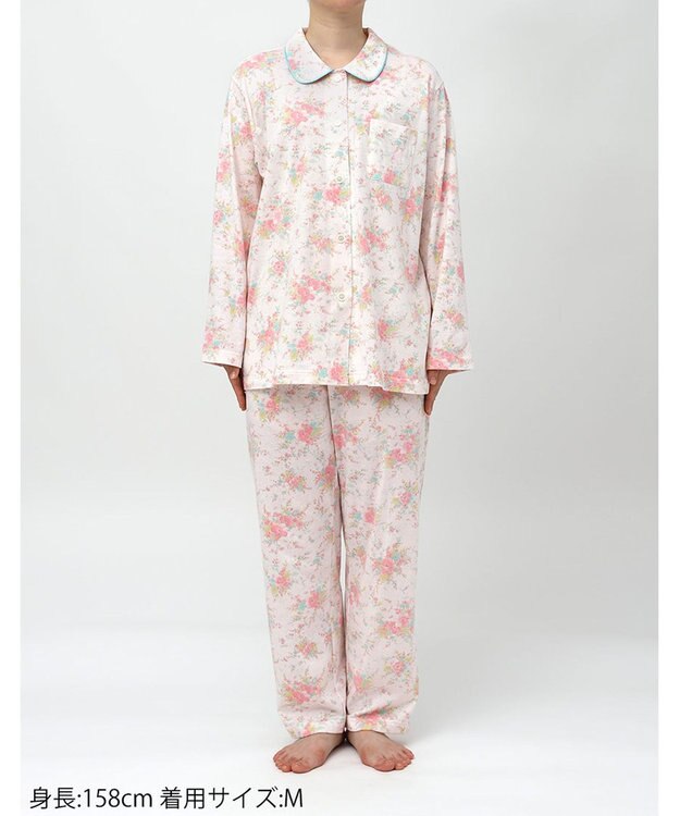 Wing パジャマ 綿100%(本体) 長袖 長ズボン レディース EP7050 ウイング／ワコール ピンク