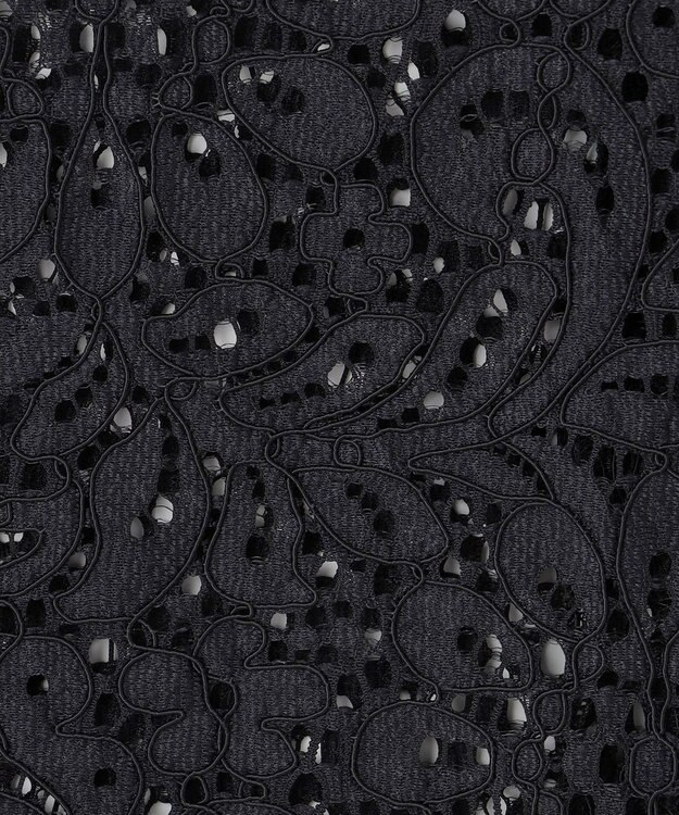 ICB L 【洗える】 ナイロンコードレース ブラウス ブラック系