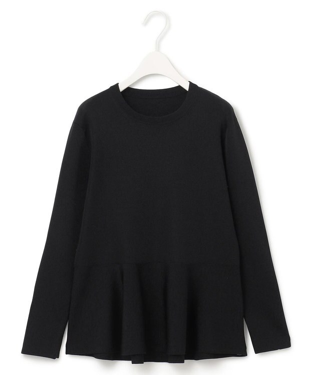 ICB 【洗える】シンセティックヤーン ペプラムニット ブラック系