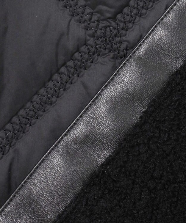 ICB 【リバーシブル着用可能】 ウールパイルキルト ミドル丈コート ブラック系