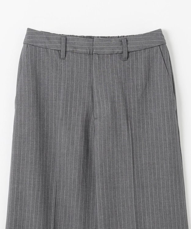 ANY L 【洗濯機可/ウエストゴム/２ＷＡＹストレッチ】ワイドパンツ グレーストライプ