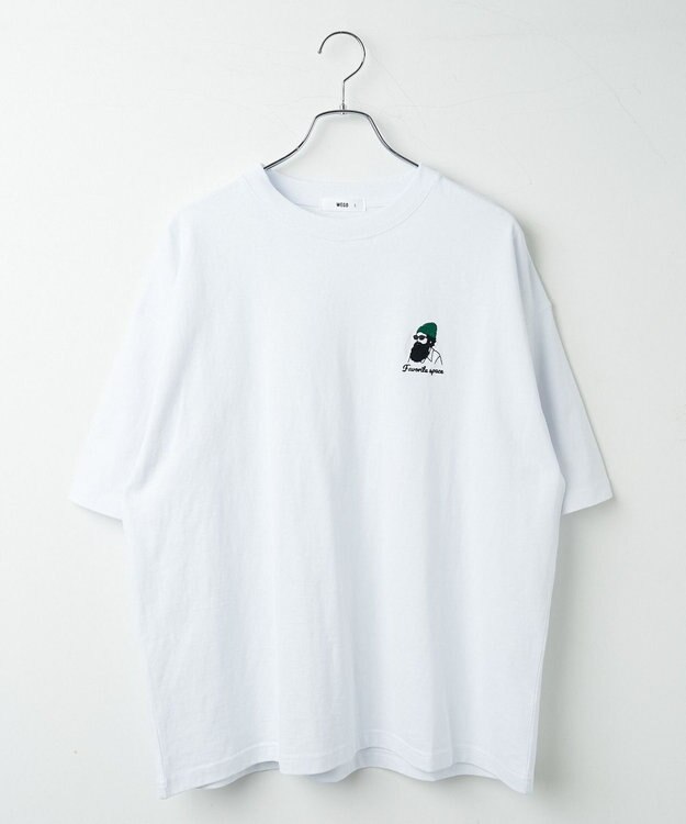 WEGO ヒゲサガラ刺繍Tシャツ ホワイト