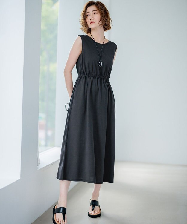 23区 【洗える】ドライコットンジャージー レイヤードワンピース グレー系