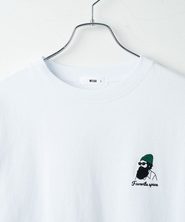 WEGO ヒゲサガラ刺繍Tシャツ ホワイト