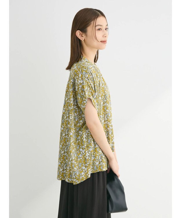 Green Parks アソート柄さらっとレーヨンブラウス Flower yellow