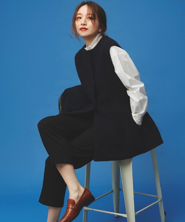 ANY 【洗濯機可/ストレッチ/ウエストゴム/裏起毛】マルチファンクションストレッチテーパードパンツ ブラック