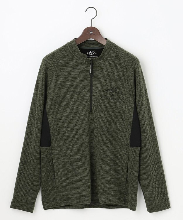 JOSEPH ABBOUD MOUNTAIN 【UNISEX】ランダムスラブリップハーフジップ カーキ系