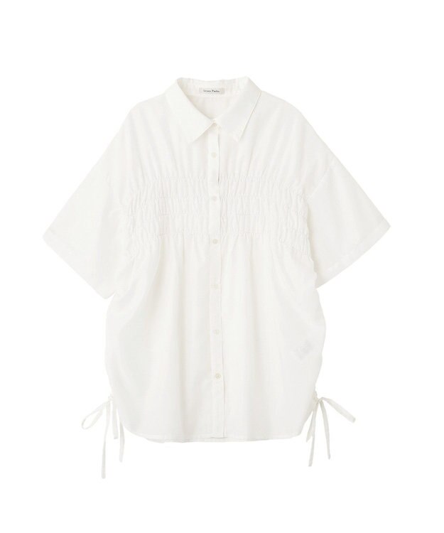Green Parks シャーリングドロスト５分袖シャツ Off White