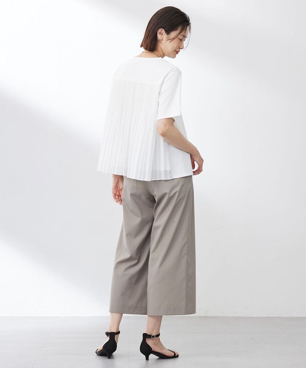 J.PRESS LADIES S 【洗える】コットンスムース バック プリーツ カットソー ホワイト系