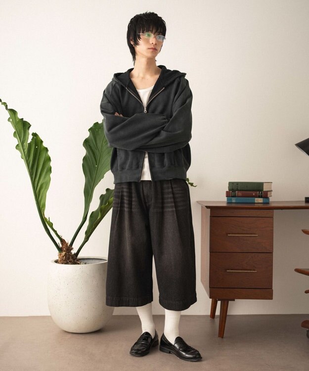 WEGO クロップドワイドデニムパンツ デニムブラックソノタ