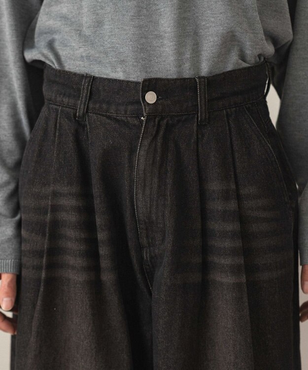 WEGO クロップドワイドデニムパンツ デニムブラックソノタ