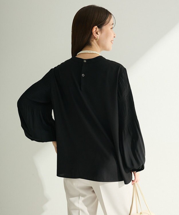 Green Parks Ｏ．袖プリーツブラウス Black