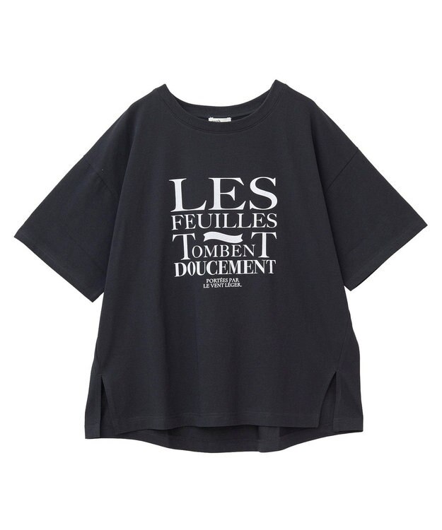 earth music&ecology 【接触冷感】アソートプリントレギュラースリットＴｅｅ Black