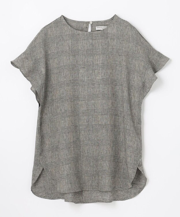 ANY 【洗える】ライトリネンクロスフレアスリーブ ブラウス グレンチェック