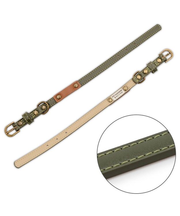 PET PARADISE ペットパラダイス 合皮 首輪 《カーキ》 小型犬 ３S カーキ