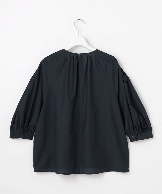 自由区 【カタログ掲載】シアーソフトシャンブレークロップド丈 ブラウス ネイビー