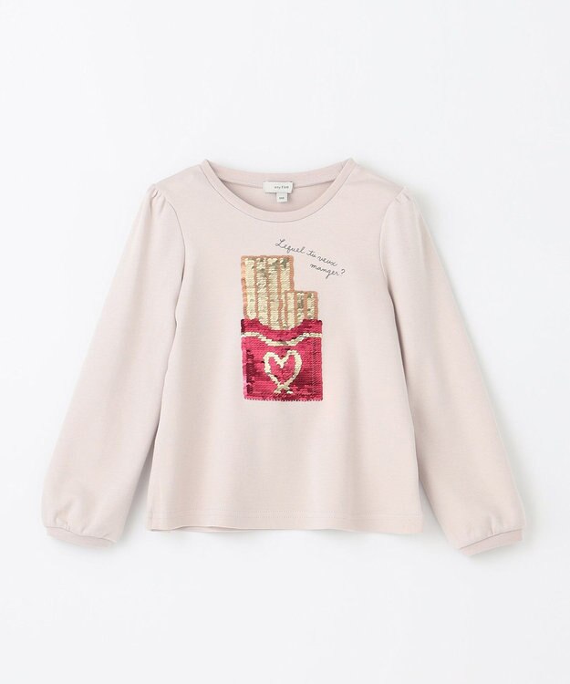 ANY KIDS ミラクルスパンコール 長袖 Tシャツ ミルクティー