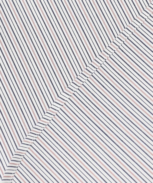 J.PRESS LADIES L 【洗える】BEZ ドビーストライプ シャツカラー ブラウス ネイビー×ピンクストライプ系