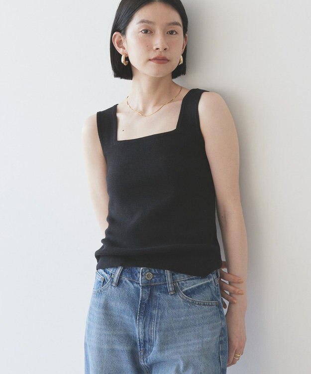 AMERICAN HOLIC 総針スクエアタンクトップ Black